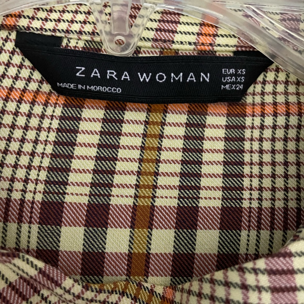 Vintage inspired check ZARA long sleeve blouse -Xs